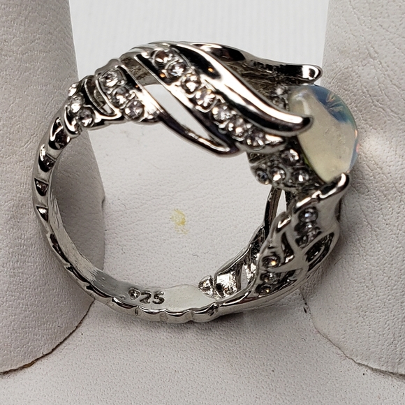 New Stamped 925 Silver Crystal Swan Ring - Picture 5 of 5